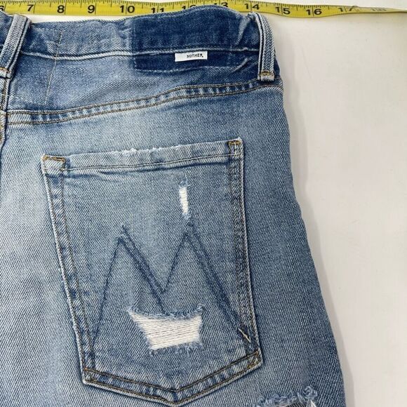 MOTHER Blue Distressed Jean Shorts - Picture 3 of 6